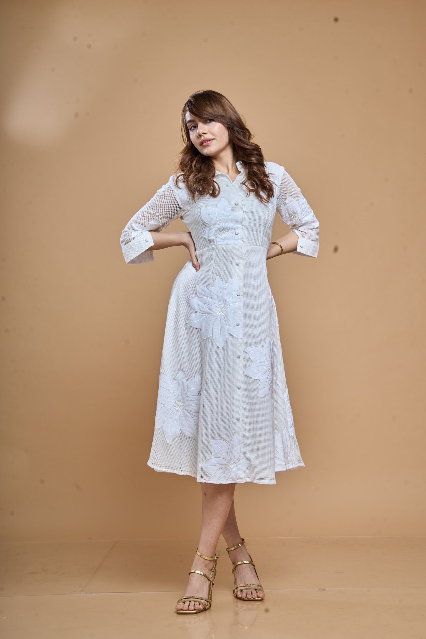 Floral fantasy panel dress