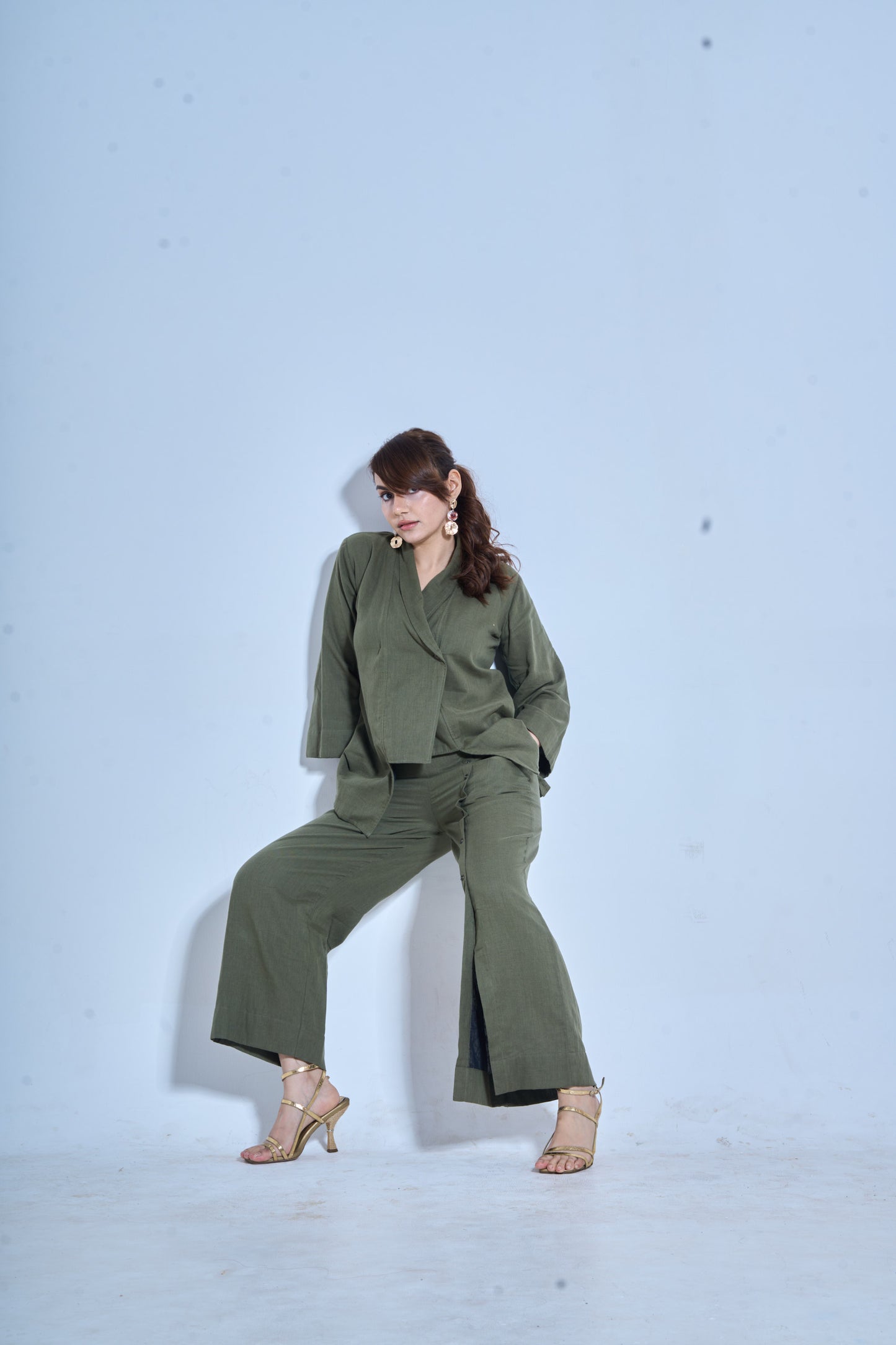 Double Fabric Shawl collar Coord Set