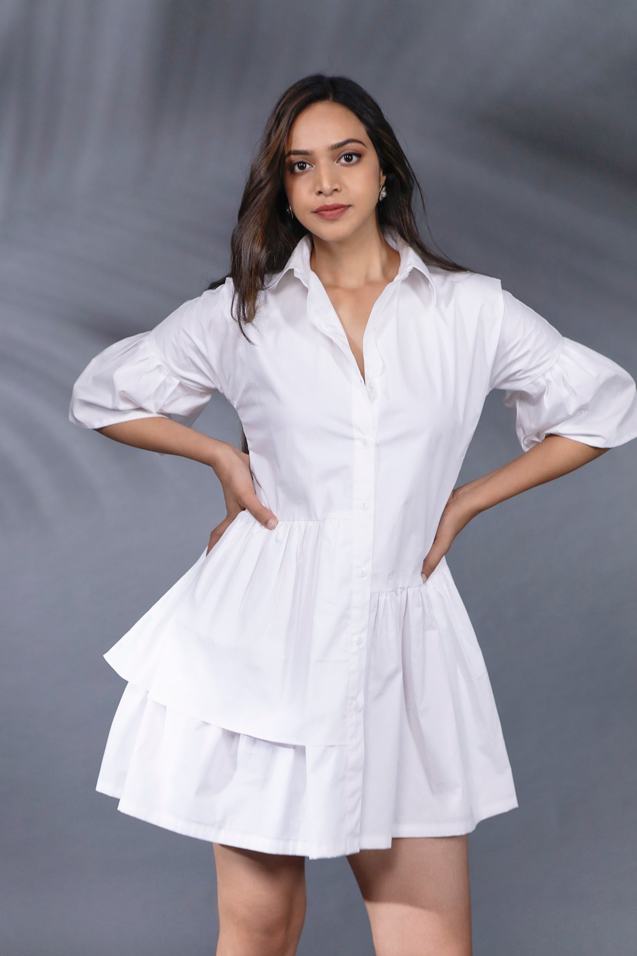 MINI CASCADING FRILL DRESS