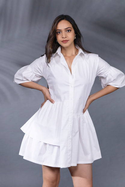 MINI CASCADING FRILL DRESS