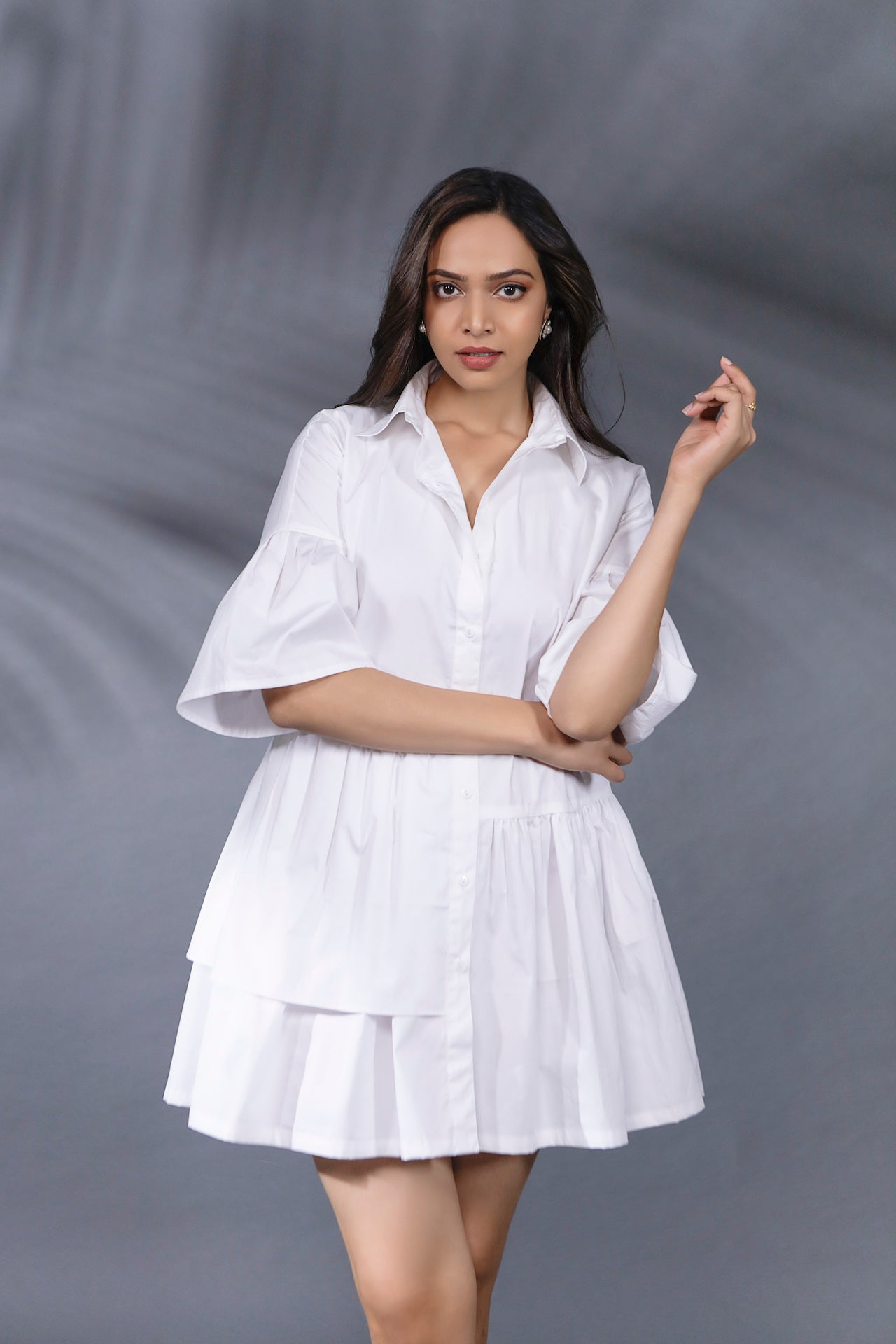 MINI CASCADING FRILL DRESS