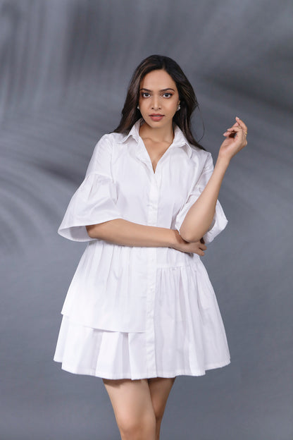 MINI CASCADING FRILL DRESS