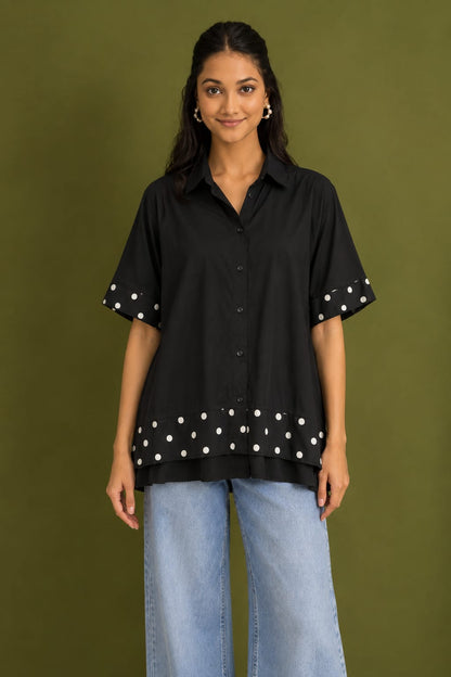 The Oversized Polka Trim Shirt