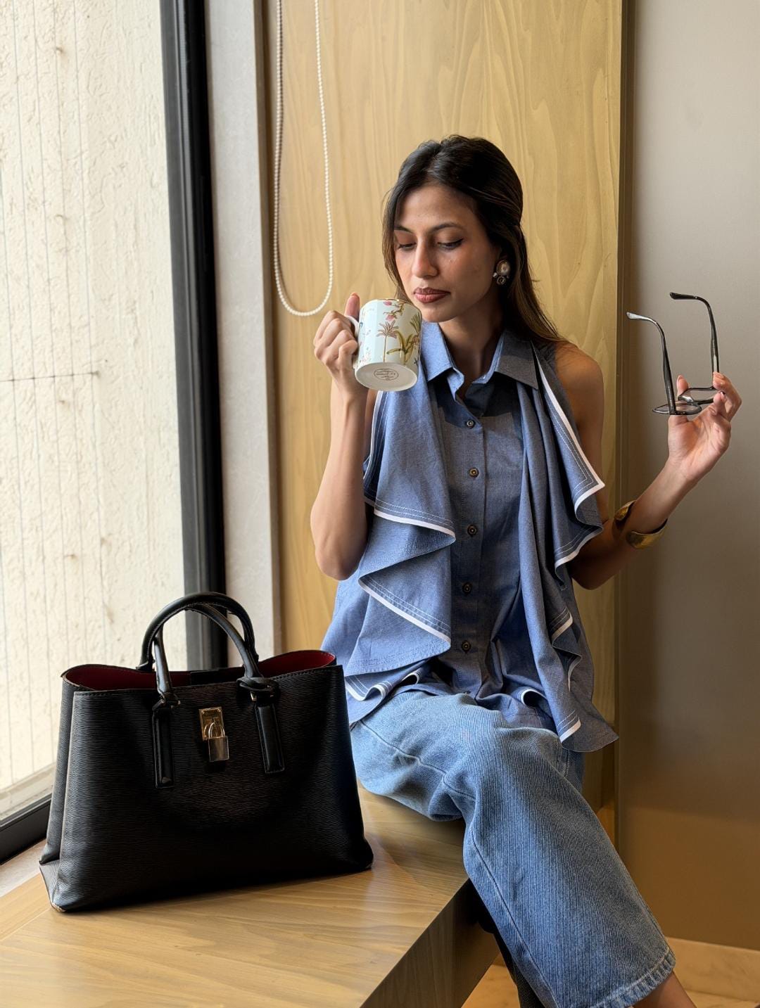 The Denim Flounce Shirt
