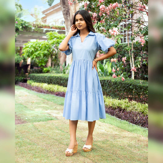 CHIC COLLARED V-NECK DRESS