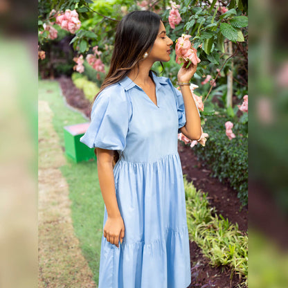 CHIC COLLARED V-NECK DRESS