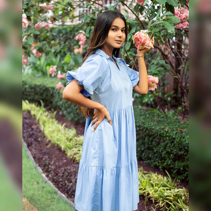 CHIC COLLARED V-NECK DRESS