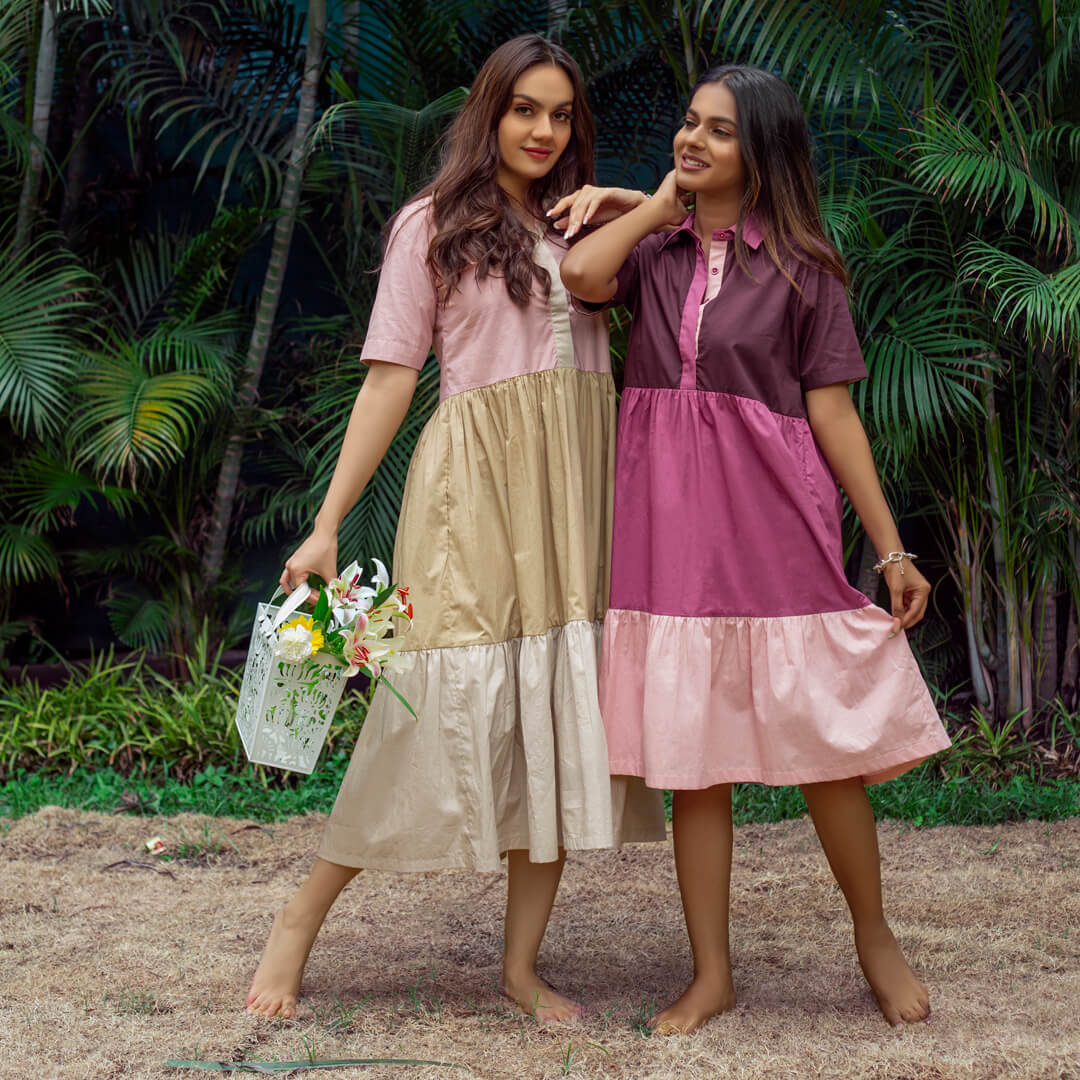 COLOURBLOCK TIERED DRESS