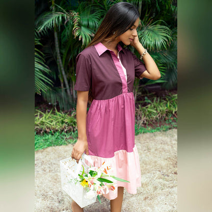 COLORBLOCK TIERED DRESS