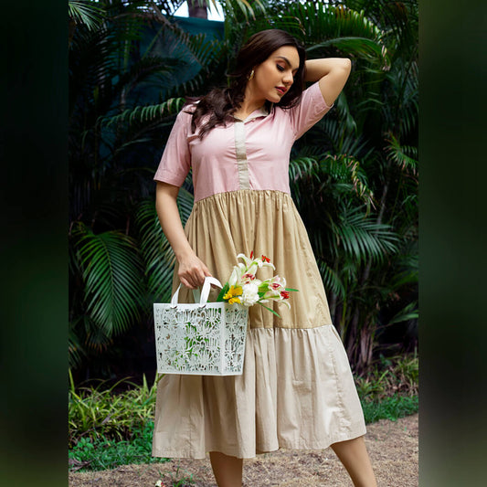 COLOURBLOCK TIERED DRESS