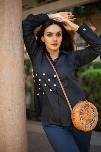 POPLIN SHIRT POLKA DOT TRIM