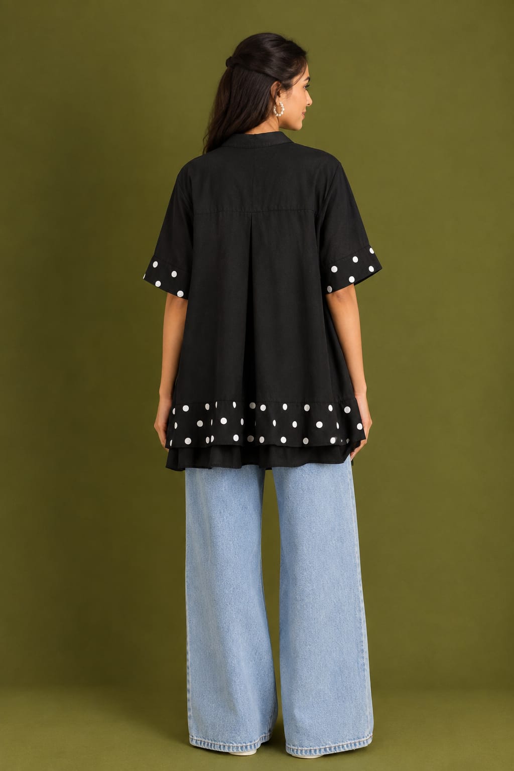 The Oversized Polka Trim Shirt