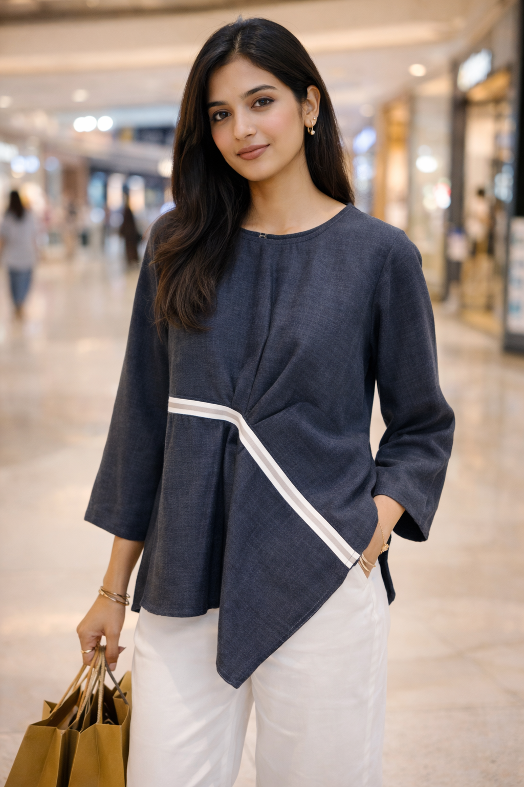 The Easy Pleaty Denim Top