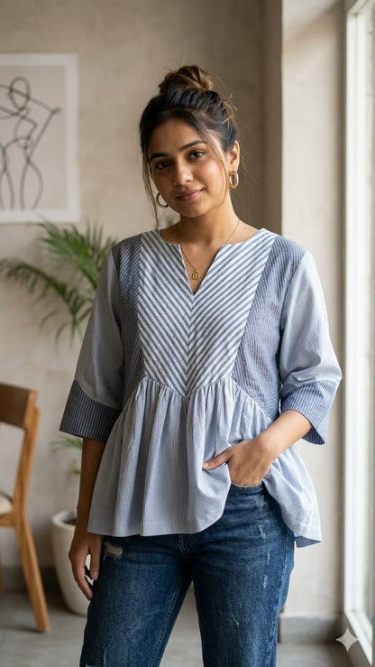 Gathered Stripe Top