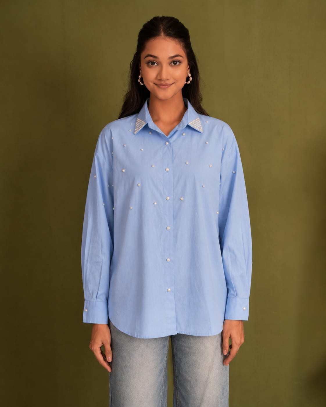 The Pearl Studded Collar Shirt