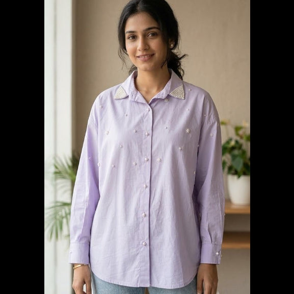 The Pearl Studded Collar Shirt