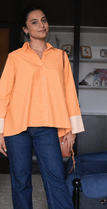 Pleated Back Poplin Shirt