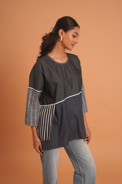 The Mix Match Denim Top
