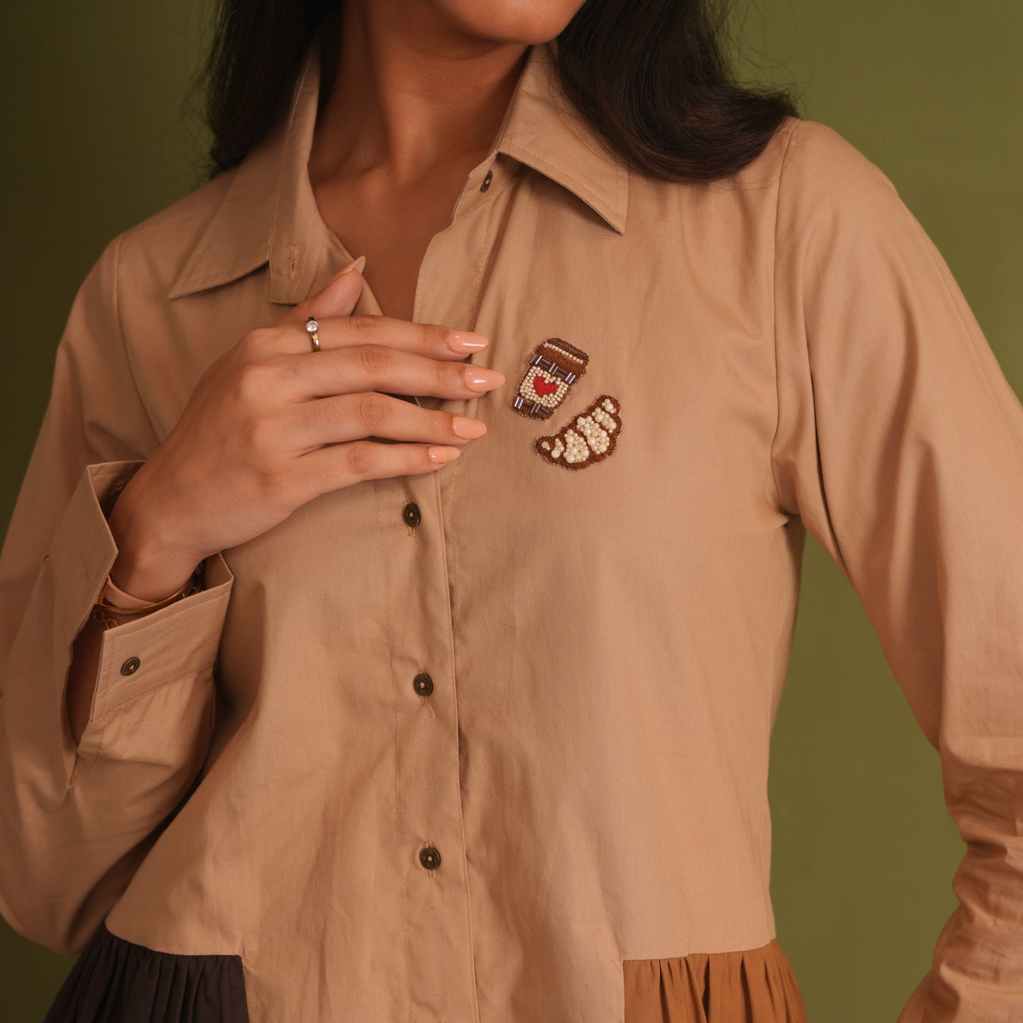 The Coffee Color Block Shirt