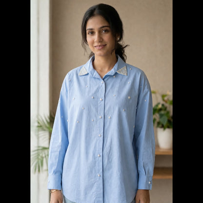 The Pearl Studded Collar Shirt