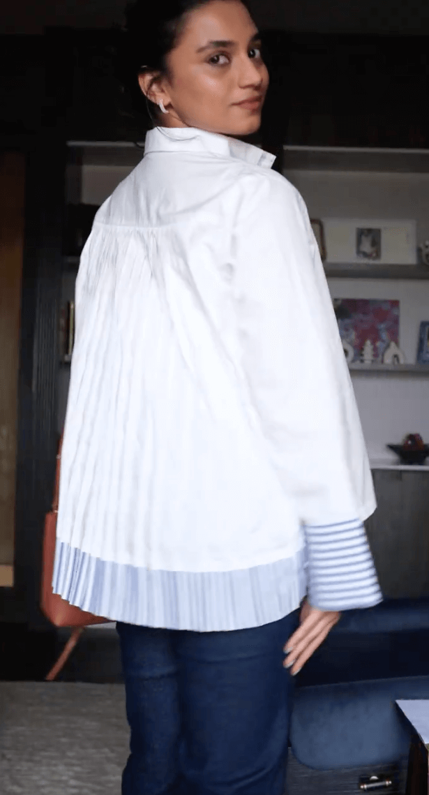 Pleated Back Poplin Shirt