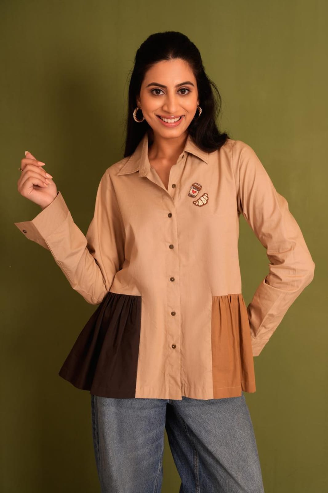 The Coffee Color Block Shirt