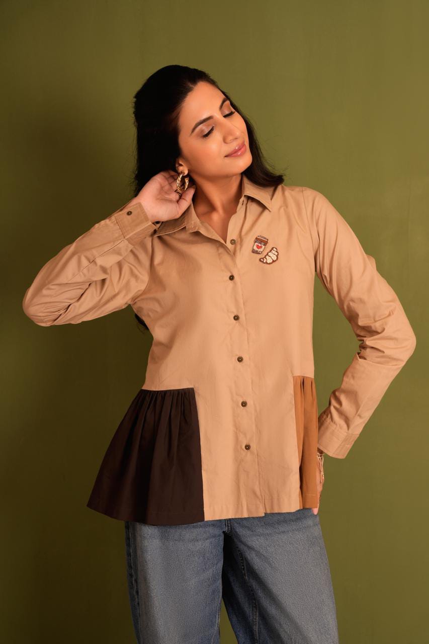The Coffee Color Block Shirt