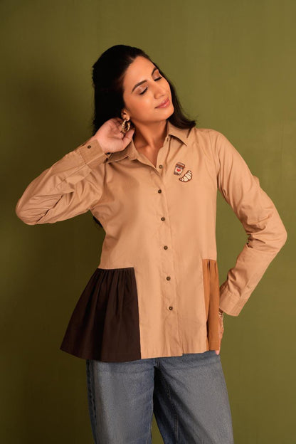 The Coffee Color Block Shirt