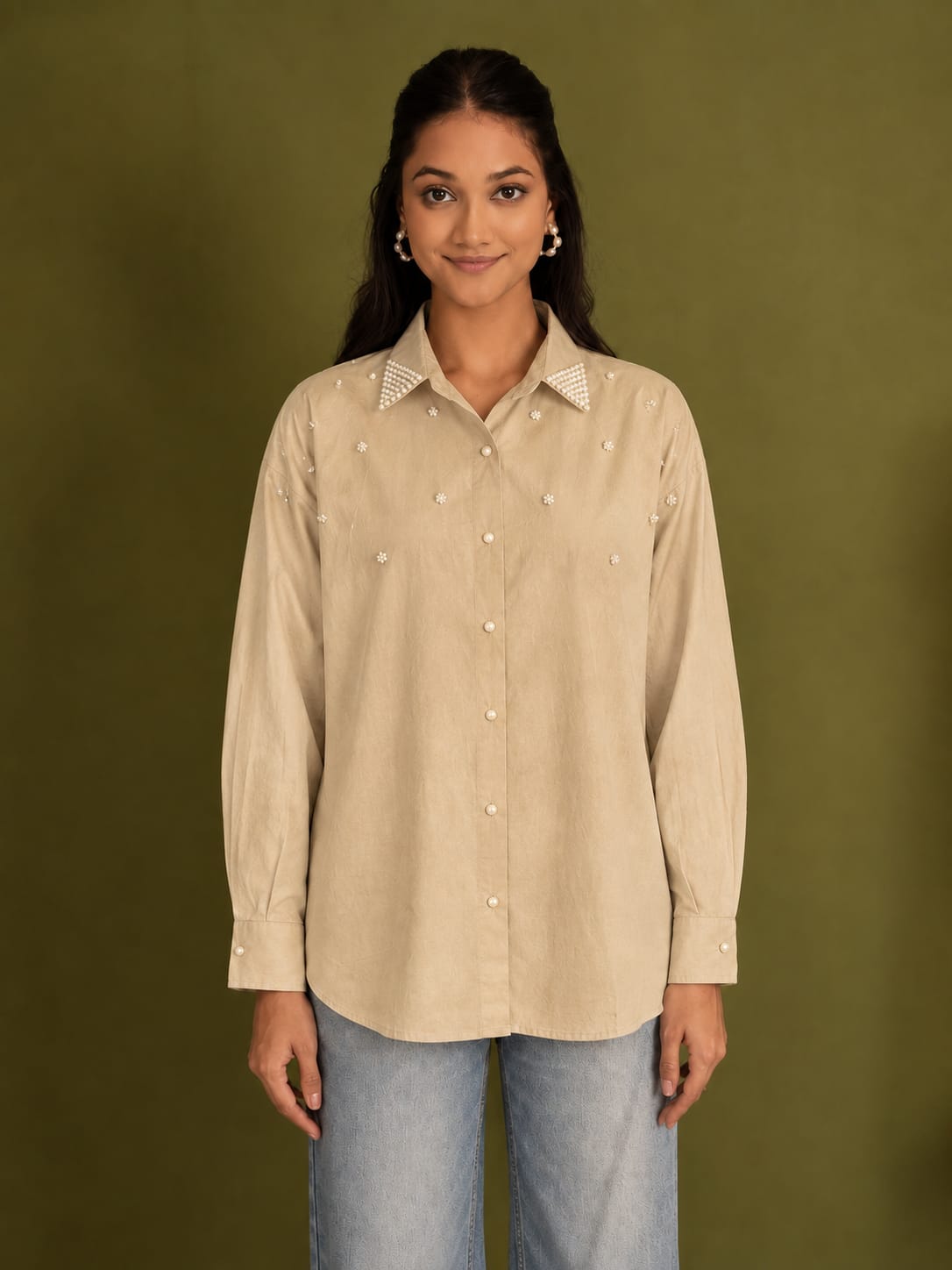 The Pearl Studded Collar Shirt