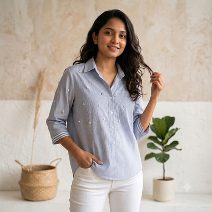 The Scattered Pearl Stripe Shirt