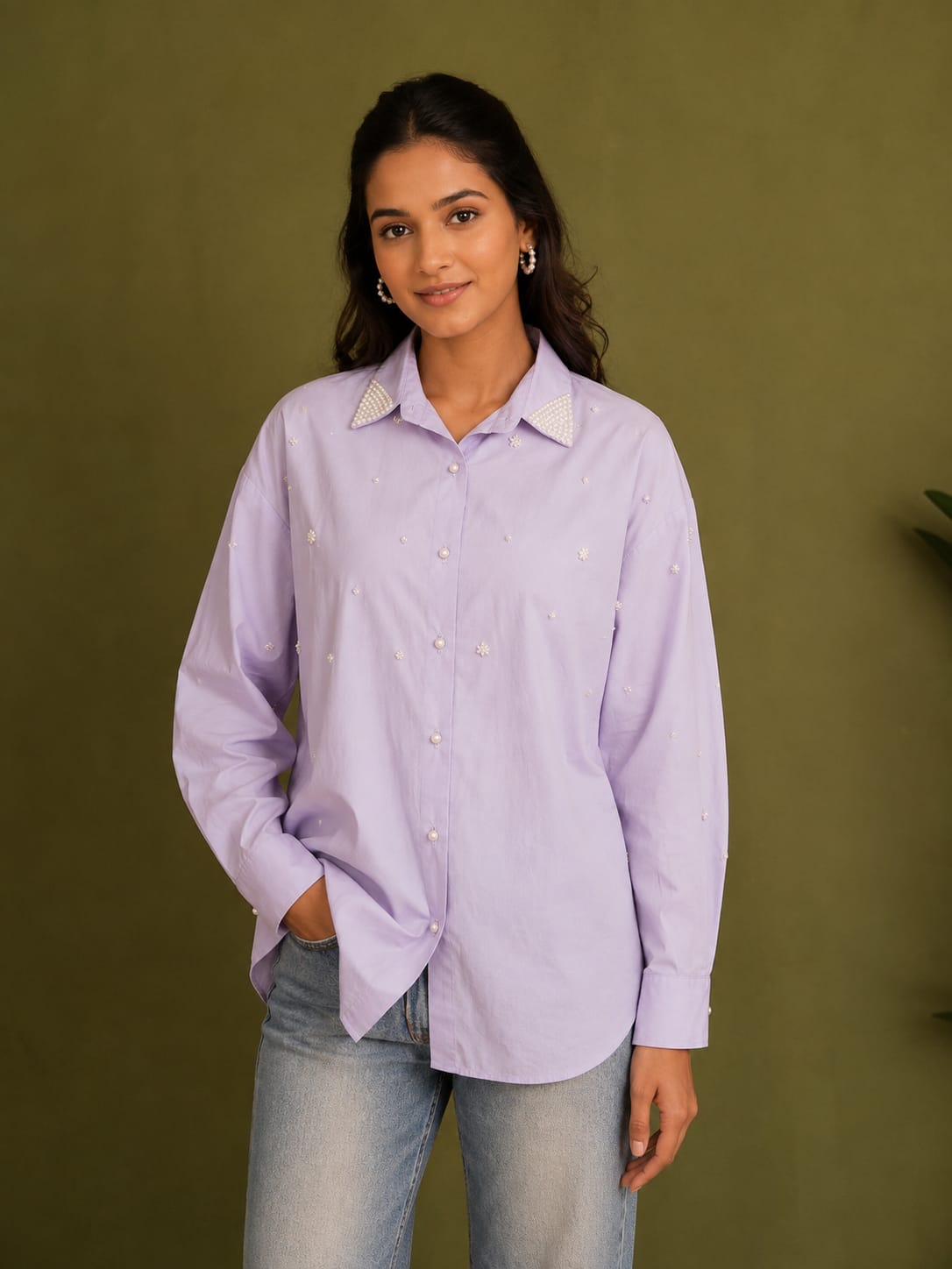 The Pearl Studded Collar Shirt