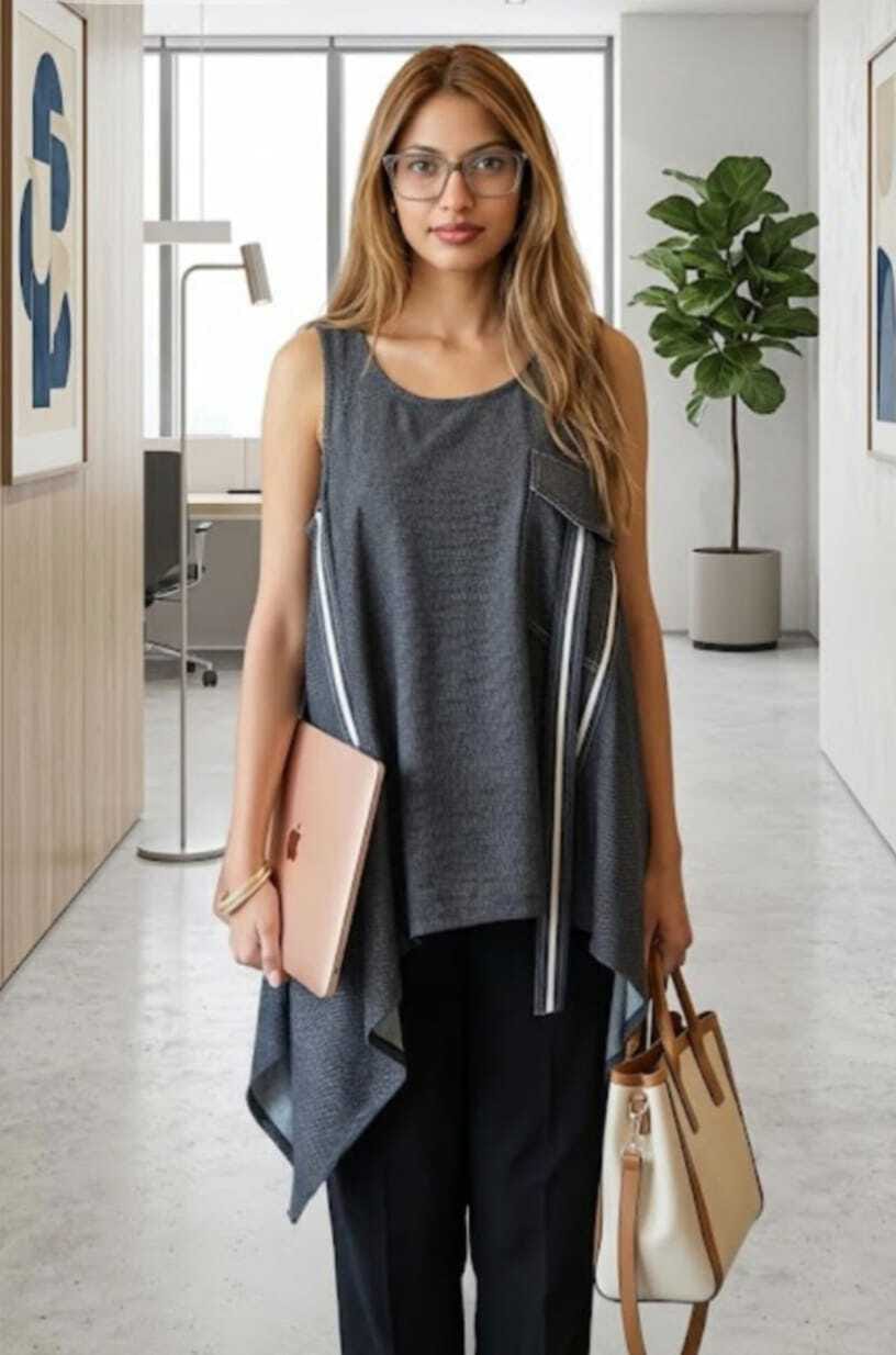 The Denim Assymetric Top