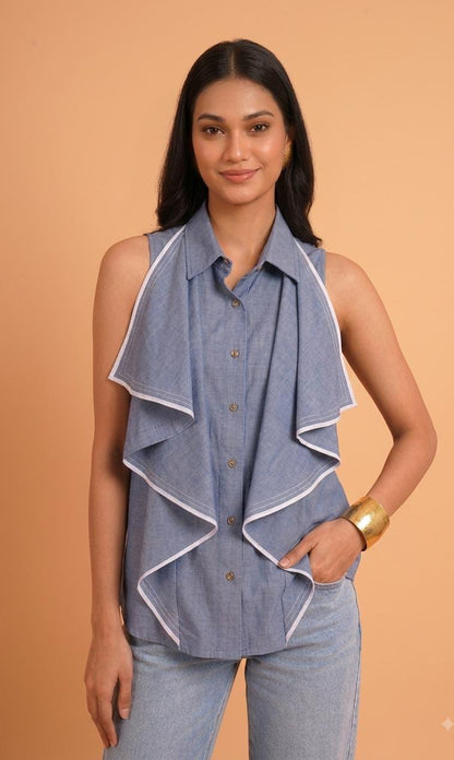 The Denim Flounce Shirt