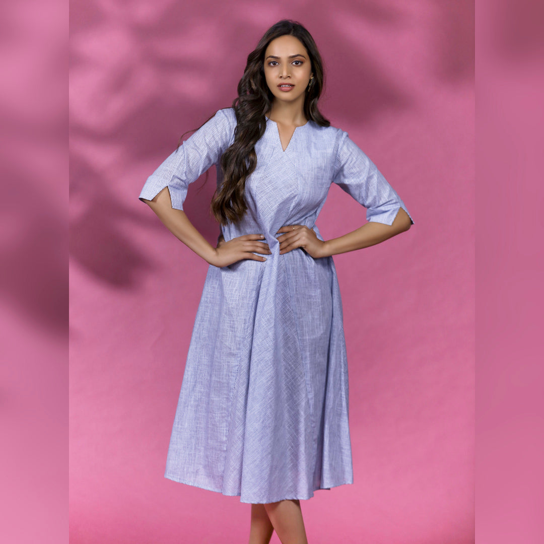 SLIT SLEEVE A-LINE DRESS - This dress is a classic style and is versatile that can be worn for a range of occasions, from casual outings to more formal events. It is a flattering choice for many body types with a slight sheer look.