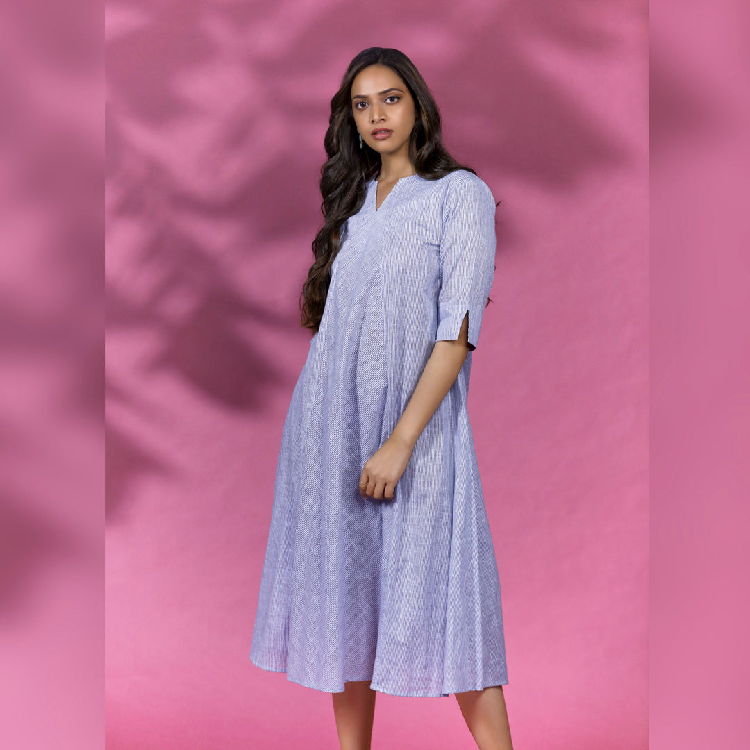 SLIT SLEEVE A-LINE DRESS - This dress is a classic style and is versatile that can be worn for a range of occasions, from casual outings to more formal events. It is a flattering choice for many body types with a slight sheer look.