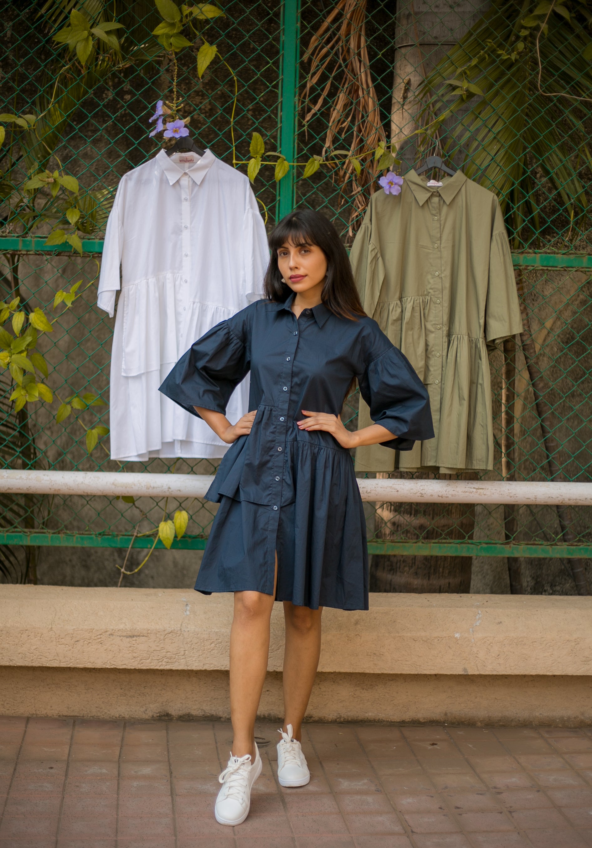 CASCADING FRILL DRESS - Introducing the perfect shirt dress that will take you from day to night with ease. Our dress features different levels of frills, making it both fun and sophisticated for both casual and work wear.  